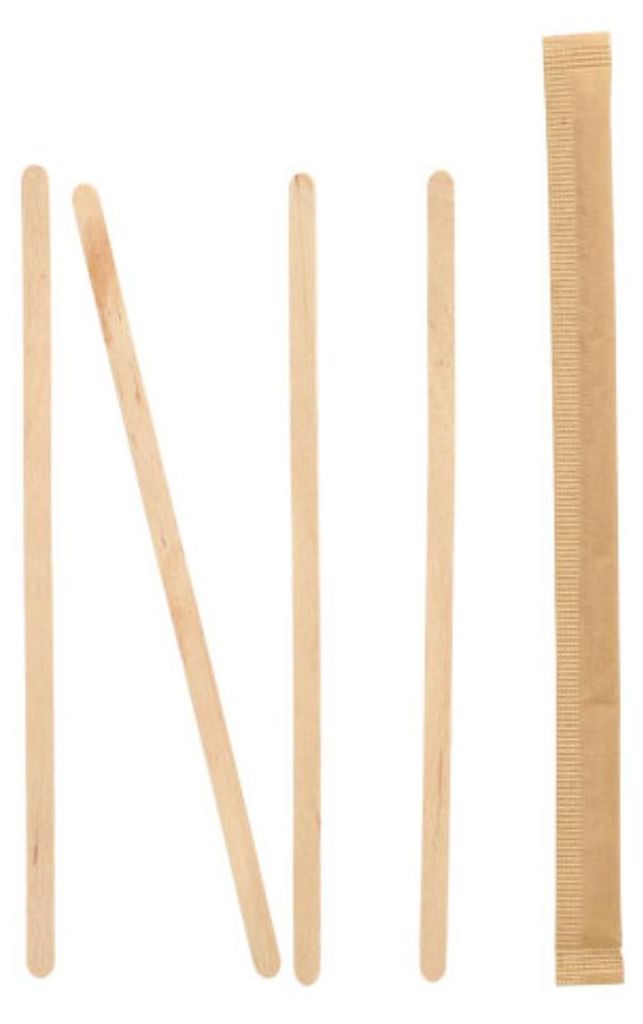 PAPSTAR Rührstäbchen Holz "pure" 17,8 cm, einzeln verpackt | Folie (100 Stück)