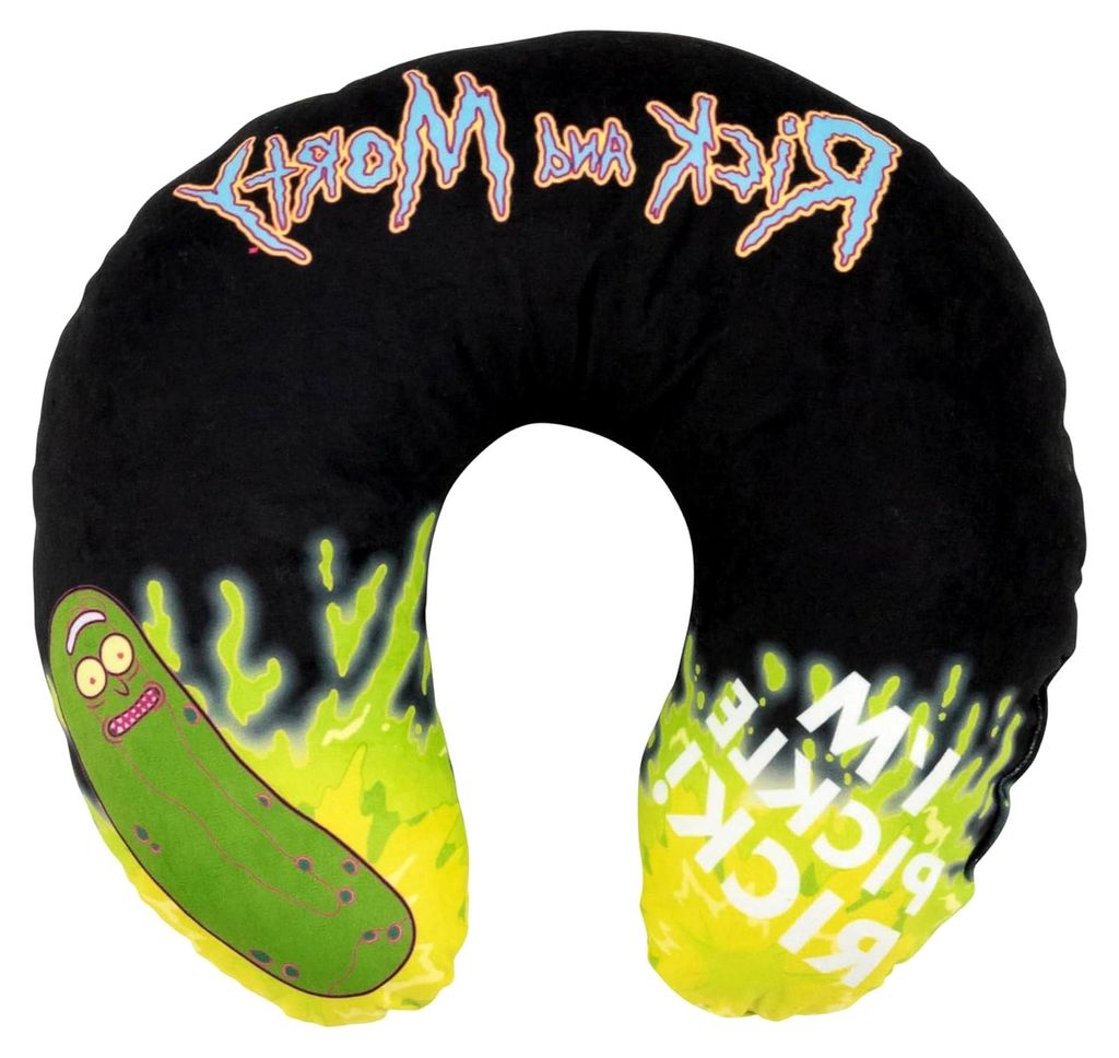 Rick and Morty - Pickle Rick Reise Nackenkissen bequemes Reisekissen Nackenhörnchen Auto Flugzeug Schwarz