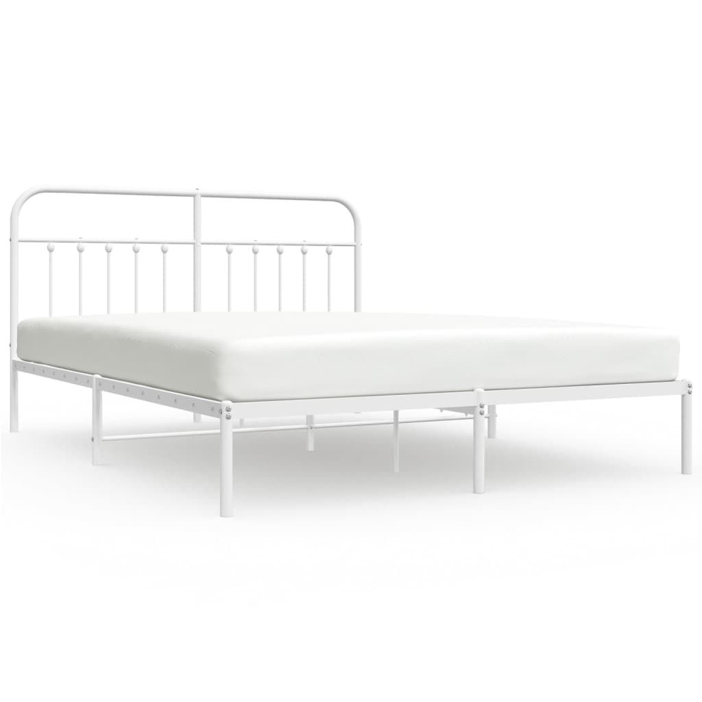 vidaXL Cadre de lit avec tête de lit en métal blanc 180x200 Image du produit 