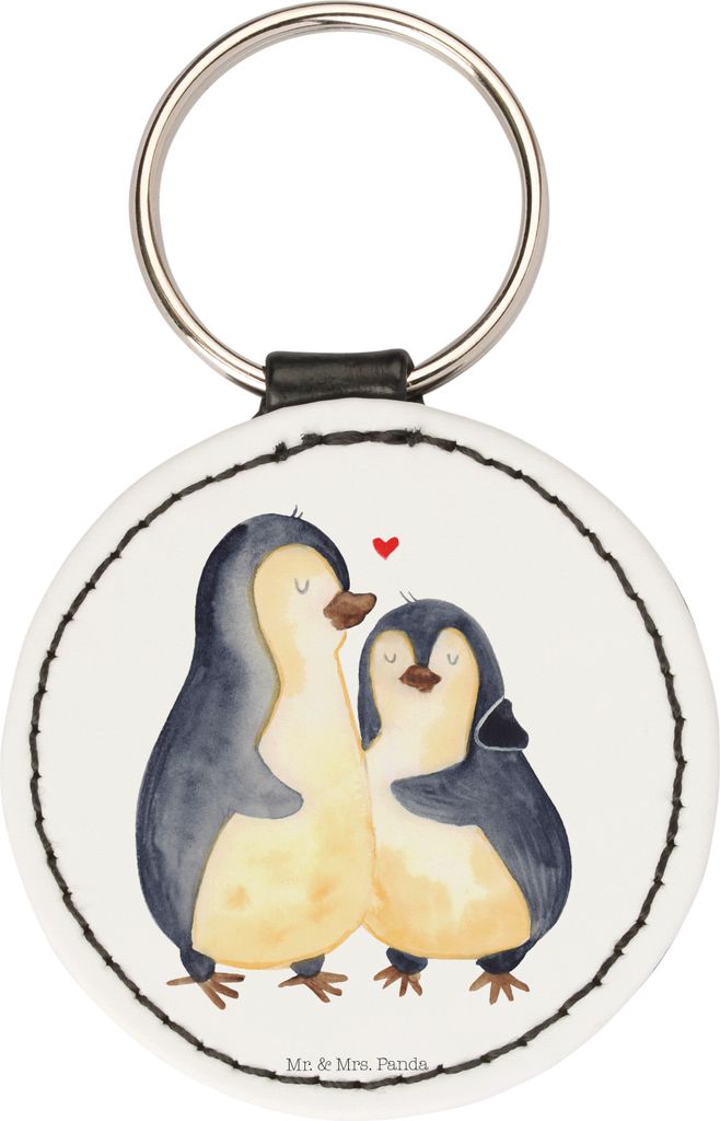 Mr. & Mrs. Panda Schlüsselanhänger Pinguin umarmen - Weiß - Geschenk, mini, Verknallt, Liebe, Hochzeitstag, Anhänger, Hochzeitsgeschenk, Tasche...
