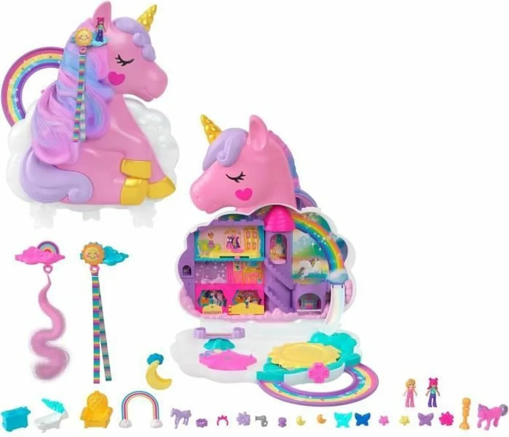 Polly Pocket Salon de Coiffure Licorne Arc-en-Ciel HYD97 pour Enfant