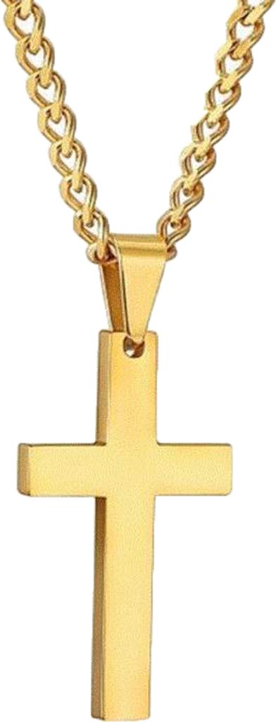 Mode Männer Einfache Kreuz Anhänger Legierung Halskette Kette Schmuck Weihnachten Geschenk-Golden