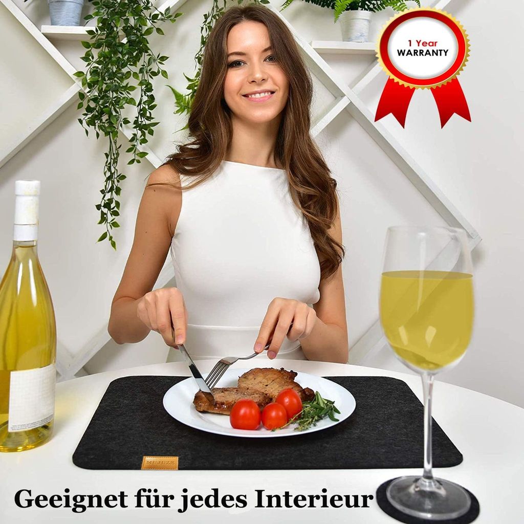 Tischset abwaschbar aus Filz in Anthrazit- 6 Waschbares Produktbild 7