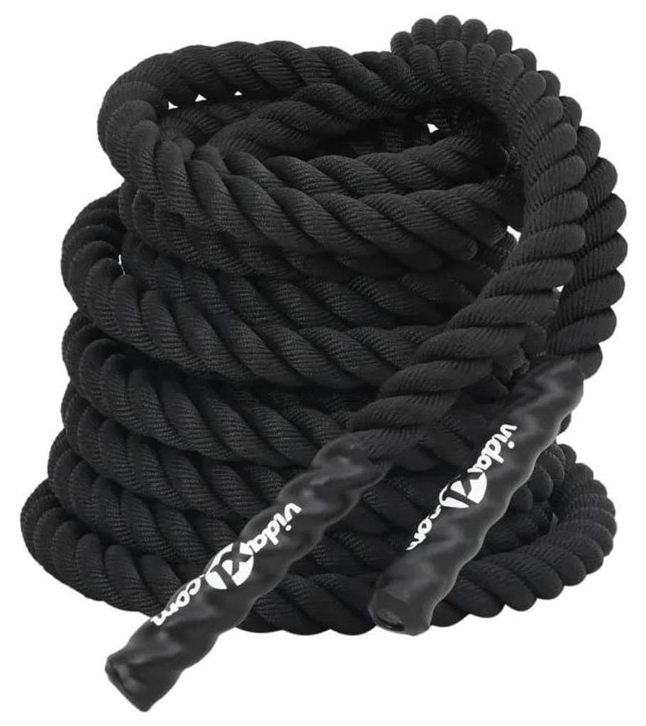 Battle Rope Trainingsseil - Krafttraining - 12 m 9 kg - 38 mm Polyester - Für Arme, Crossfit, Fitnessstudio & Zuhause - Armeegrün