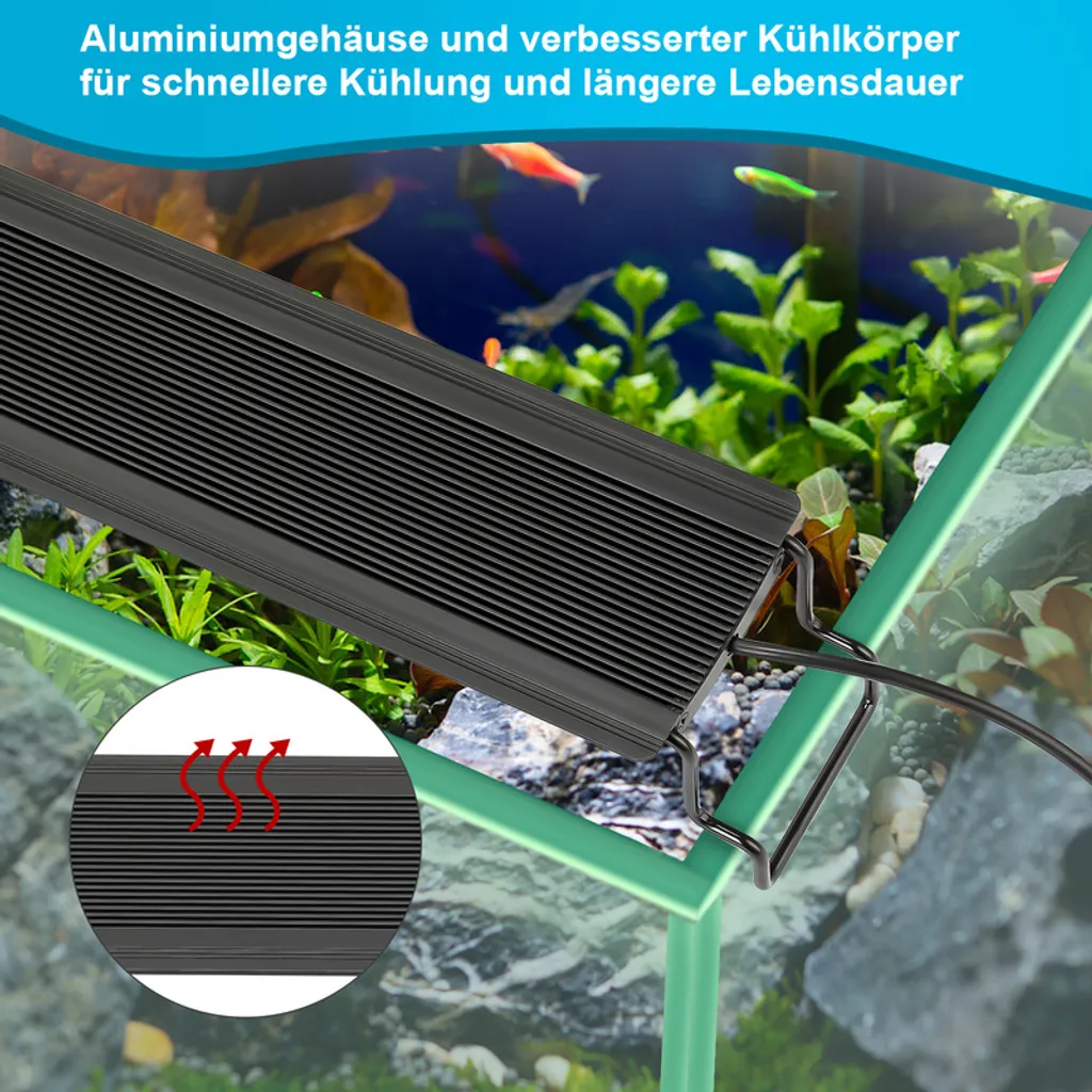 TolleTour 36W 85-100cm LED acquario con timer acquari d'acqua dolce tartarughe RGB - 6