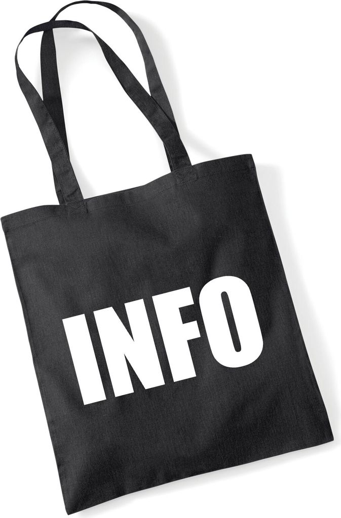Huuraa Jutebeutel Info Symbol 10 Liter Black Baumwolle Tasche Geschenkidee