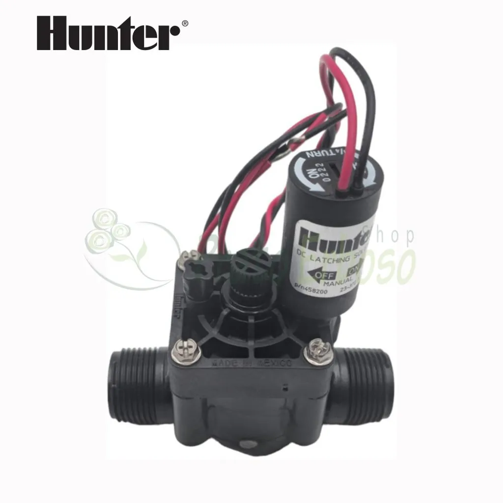 Électrovanne 9V Hunter PGV 1 pouce avec régulateur de débit et vis mâle