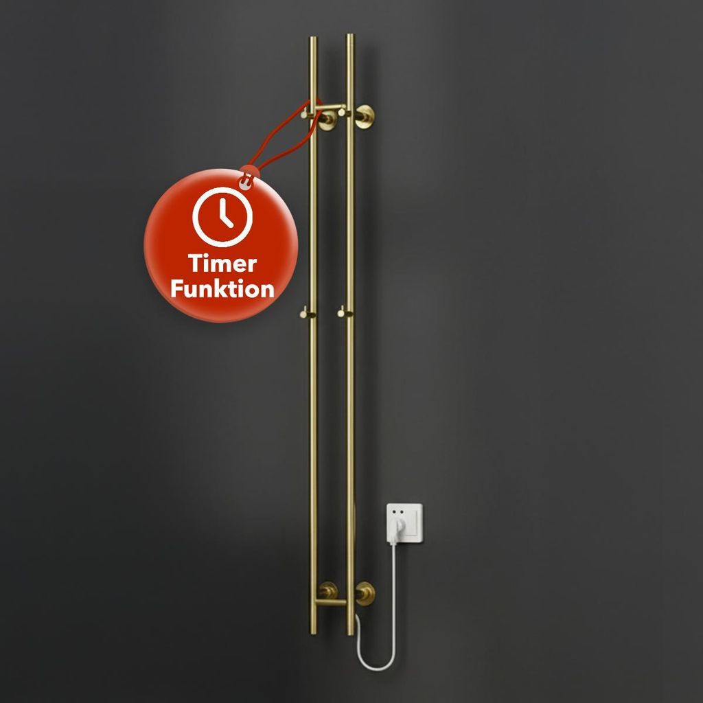 BELVIT elektrischer Handtuchtrockner 150 cm doppelt 120W mit Timer & 2 Heizstufen – Wandmontage, 4 Haken, Handtuchwärmer elektrisch für Bad