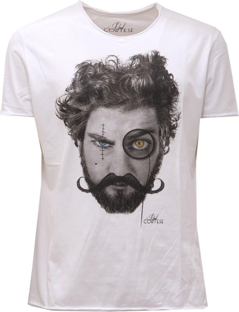 3891AF maglia uomo PAUL CORTESE white printed Baumwolle t-shirt man