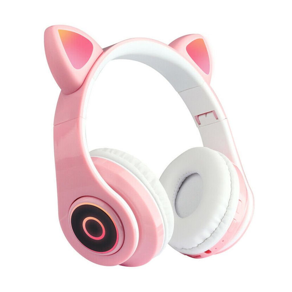 Bluetooth Katze Ohr Kopfhörer Gaming Headset Kopfhörer mit LED Licht für Kinder 