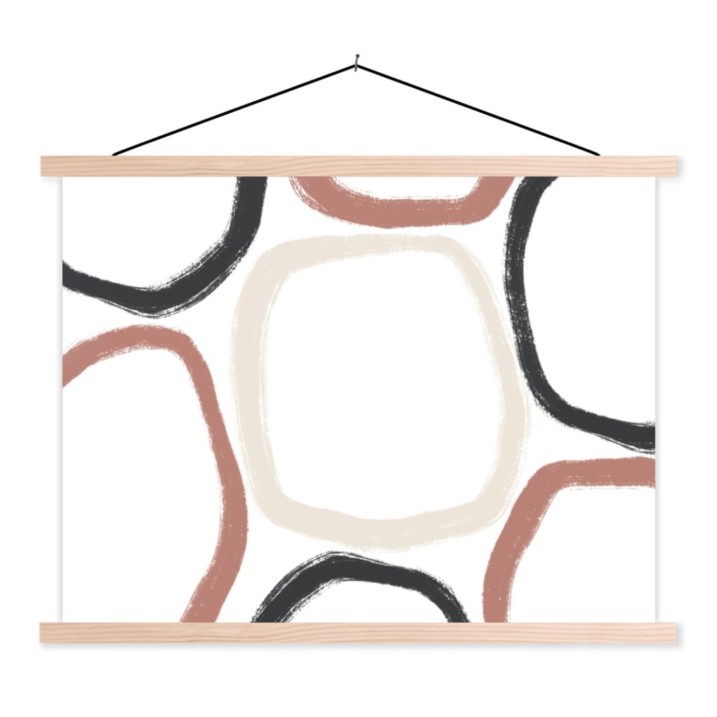 MuchoWow Textilposter Minimalismus - Geometrische Formen - Pastell - Muster 40x30 cm mit holzfarbenen Rahmen - Bilder