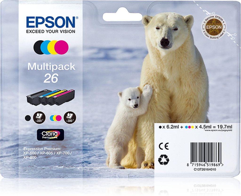 Patrone Epson 26 4er-Pack black + color                Produktbild 