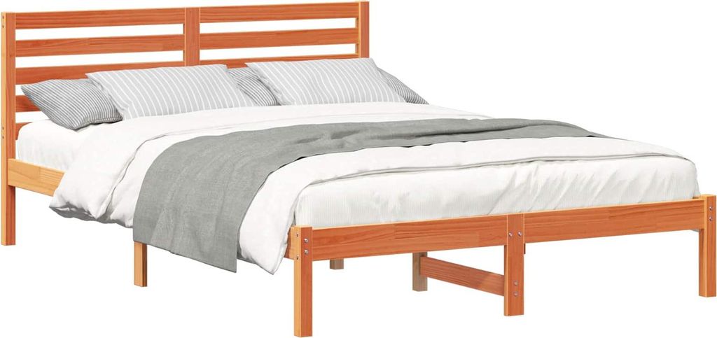 Bettrahmen Wachsbraun 140 x 220 cm Massives Kiefernholz