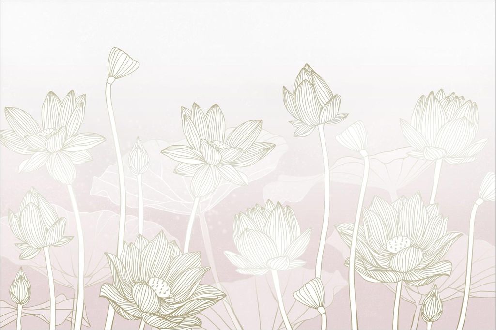 Fototapete Blumen - Vliestapete - Bildtapete UV-beständig Rose violett Illustration Wandtapete geruchsfrei