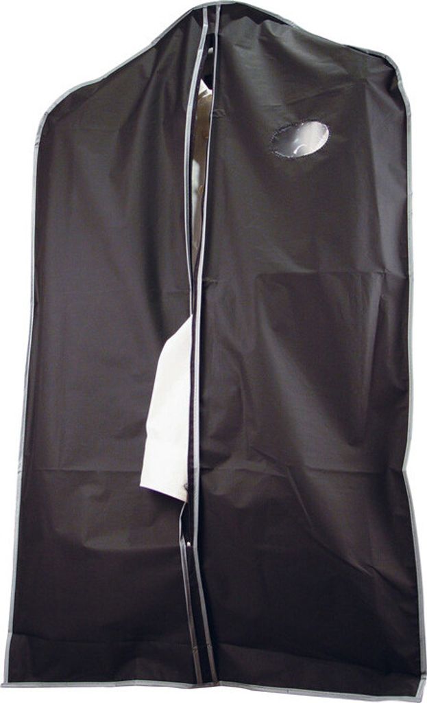 Kleiderschutzhülle / mit Sichtfenster und Reißverschluss / Farbe: schwarz