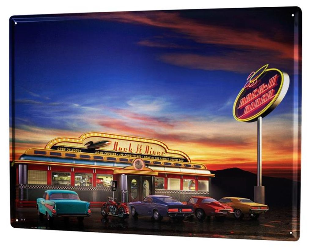 Blechschild XXL Nostalgie Auto Retro  Diner USA 