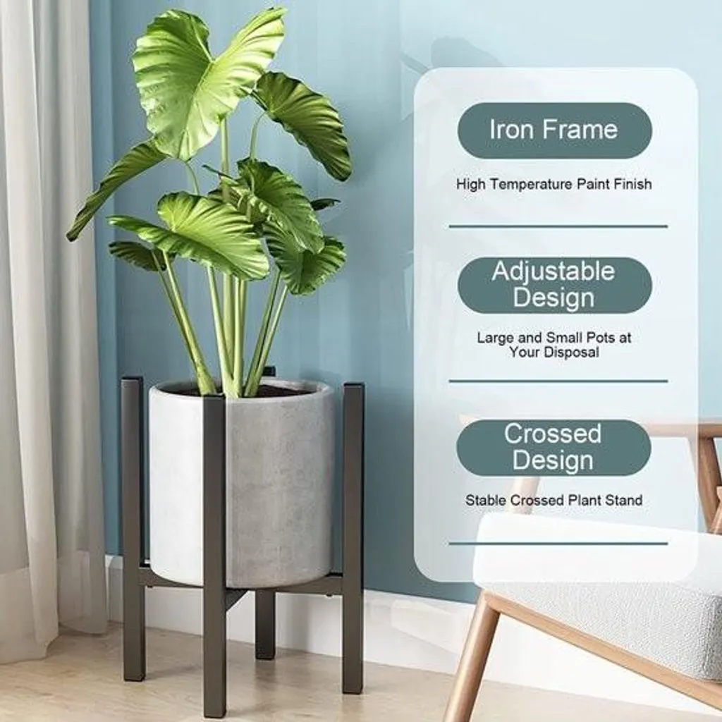 Support de plantes intérieur noir pour décoration moderne, pot modulable