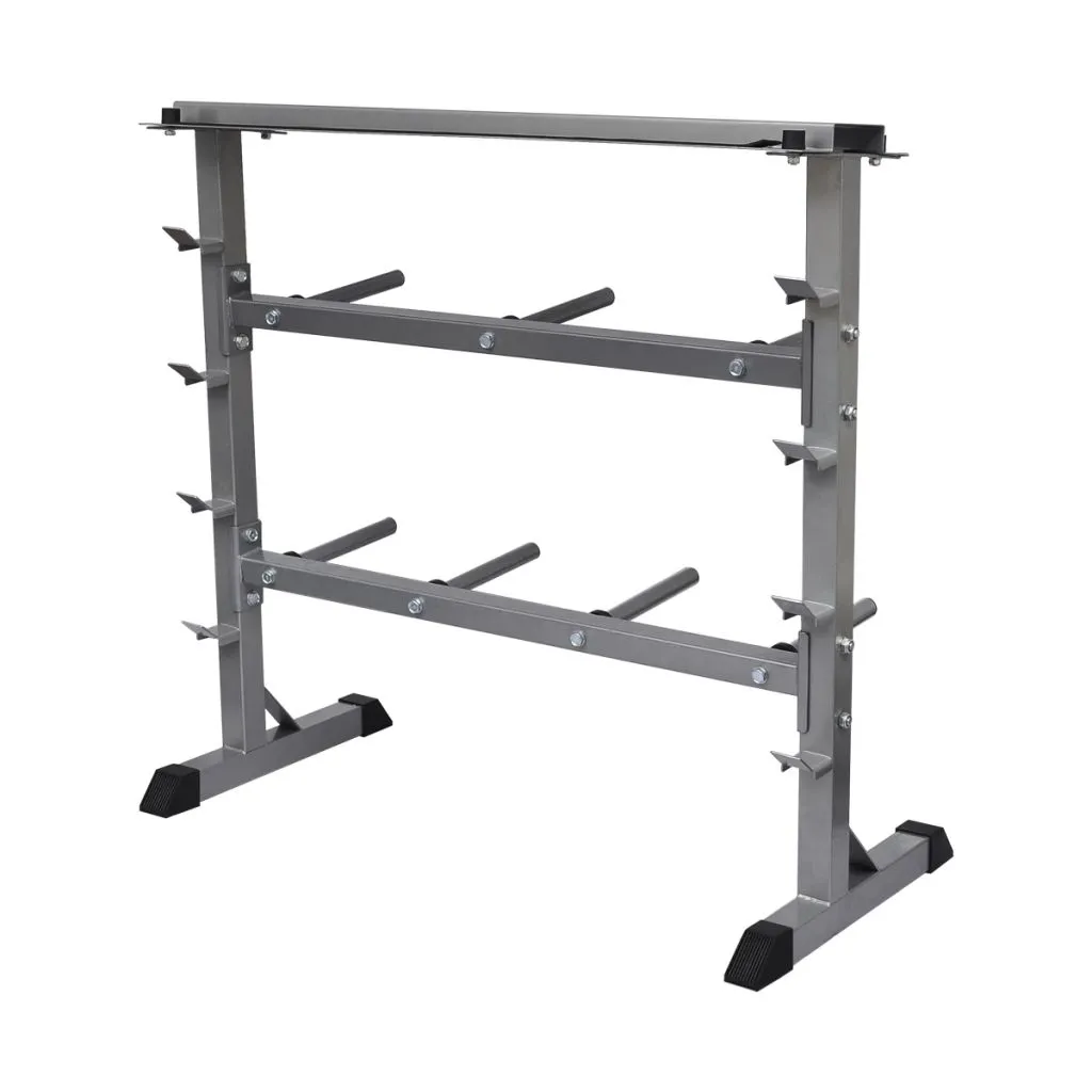 Support d'haltères courts robuste en acier noir pour 6 haltères Pro