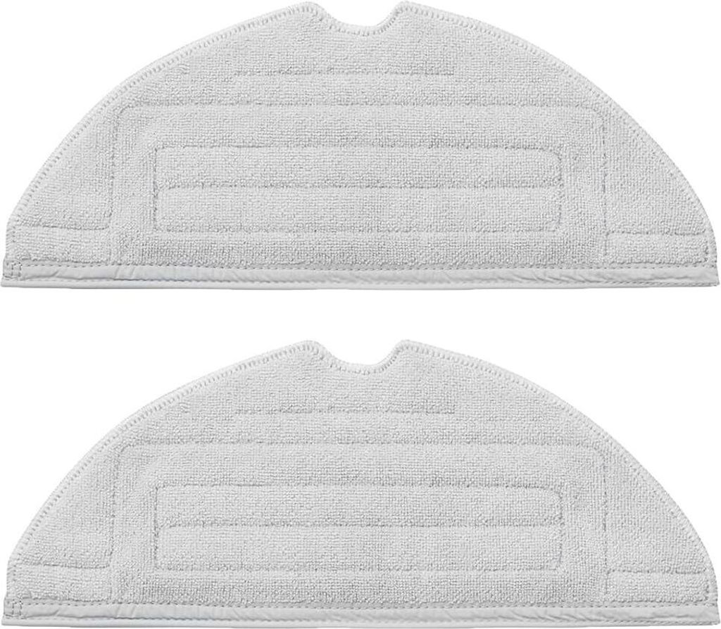 Two gray cleaning pads for a robot vacuum cleaner are shown against a white background.