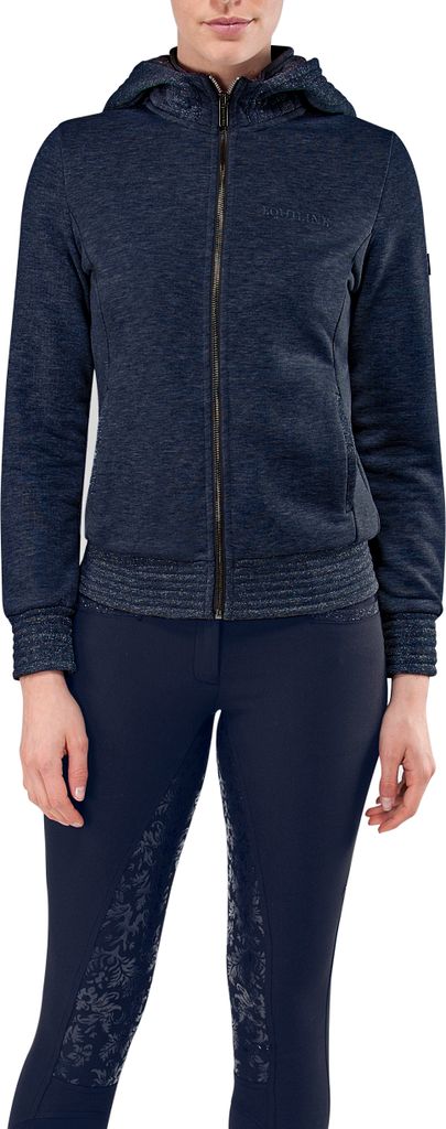 Equiline Sweater Sweatjacke Galway navy mit Kapuze Glitzer FS20, Größe:XS