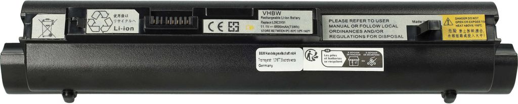 vhbw Akku kompatibel mit Lenovo IdeaPad S10-2 20027, S10-2 2957, S10-2 Notebook (6600 mAh, 11,1 V, Li-Ion)