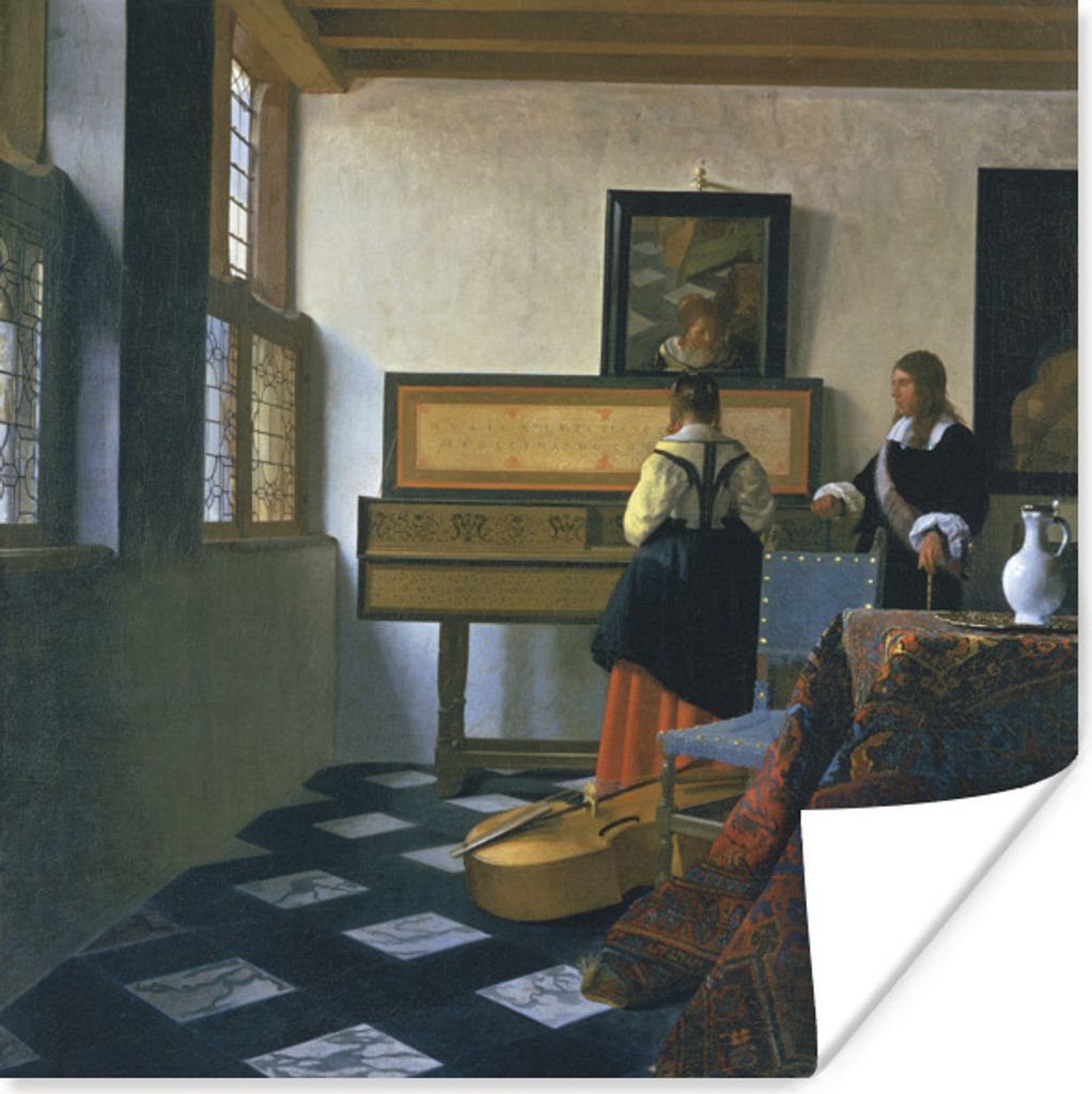 MuchoWow Poster Die Musikstunde - Johannes Vermeer 50x50 cm - Wohnzimmerdekoration
