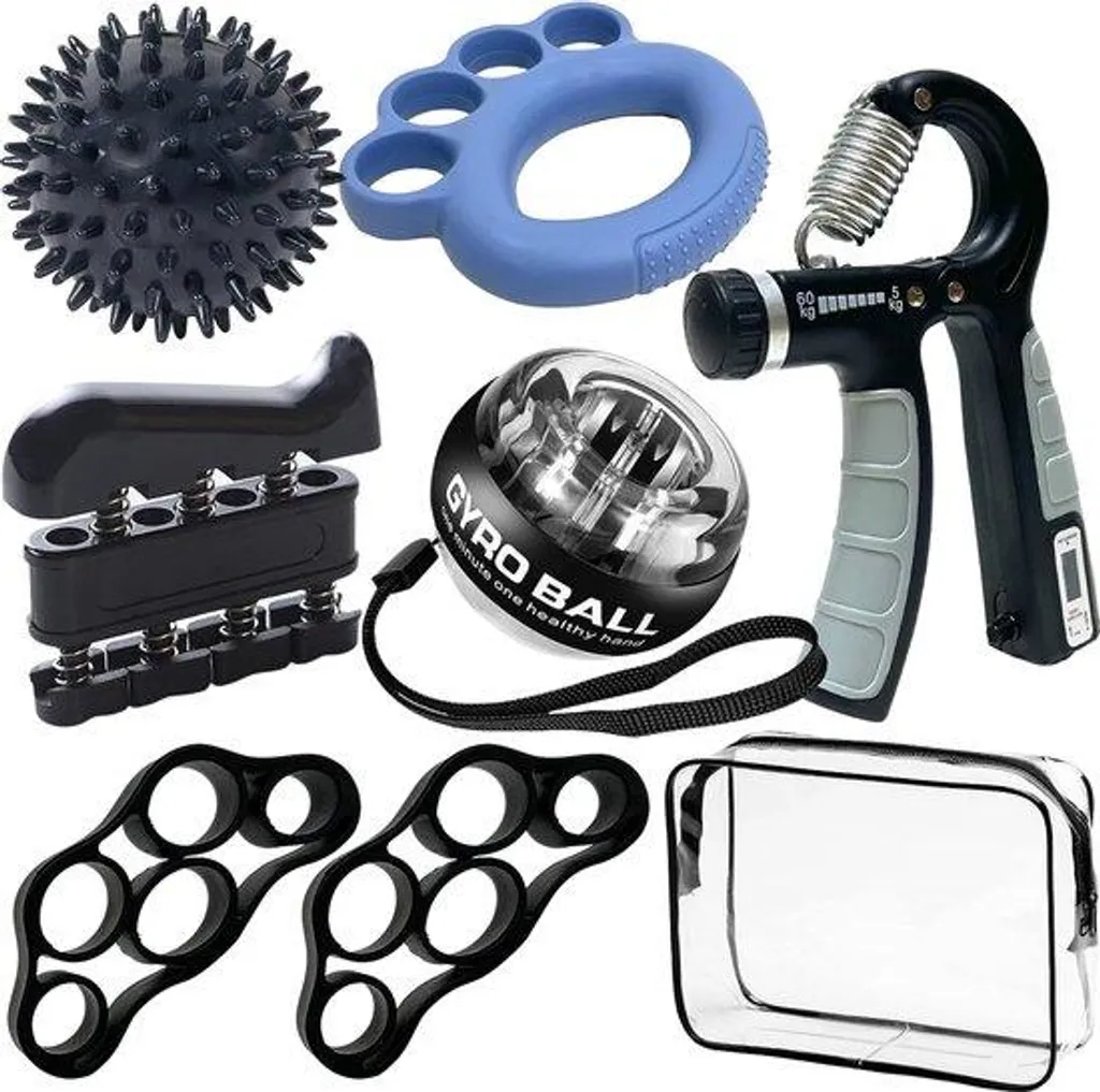Kit musculation mains ergonomique avec gyroscope et balles de tension