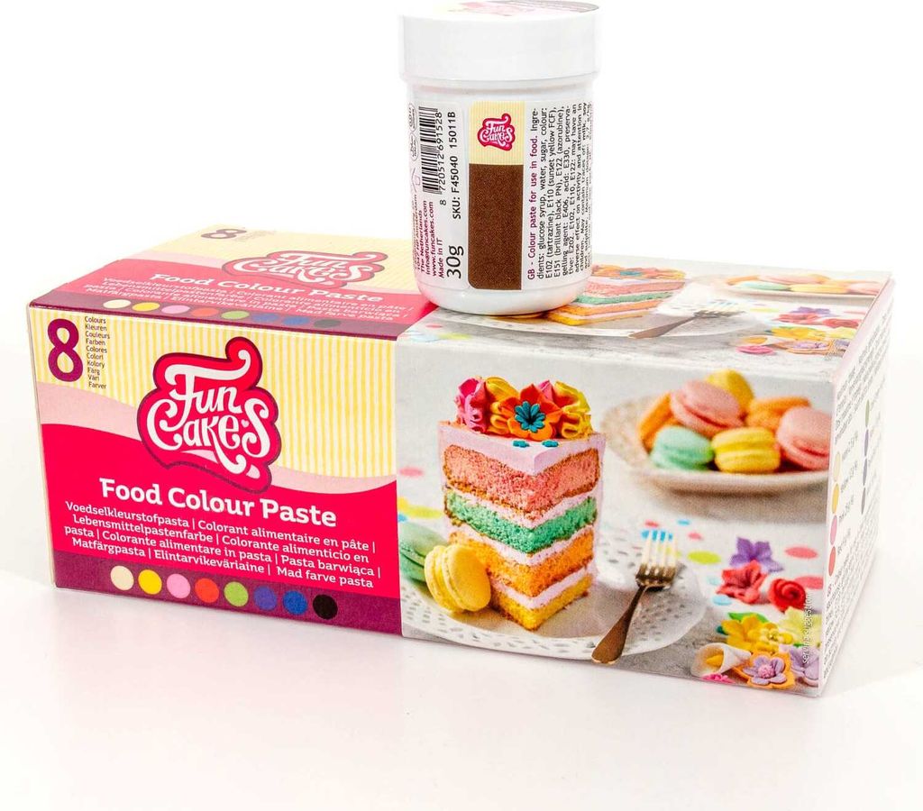 AOS Set | Lebensmittelfarben Set | 9x 30g Farben incl. Braun | hochintensieve Paste Farben Set für Torten, Kuchen, Backen, Kuchendekoration.