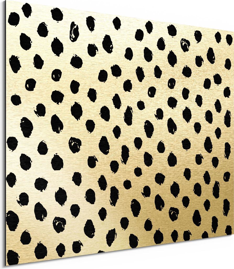 DEQORI Alu-Dibond Bild Gold 80x60 cm 'Der Punktrhythmus' Wandbild Metall dünn Design