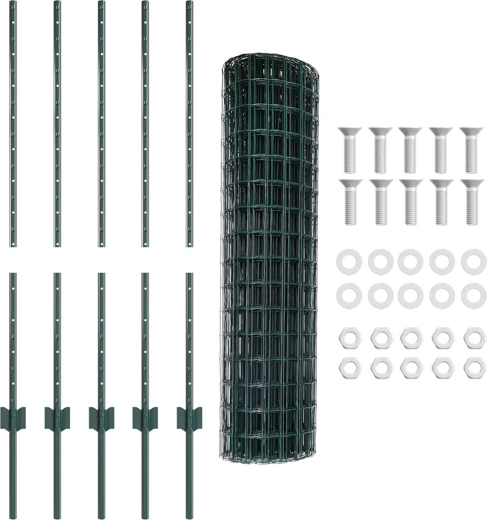 Möbel Gartenzaunset Set aus 2 Grün Pulverbeschichteter Stahl 10 x 1 m - Zaunzubehör 3336042