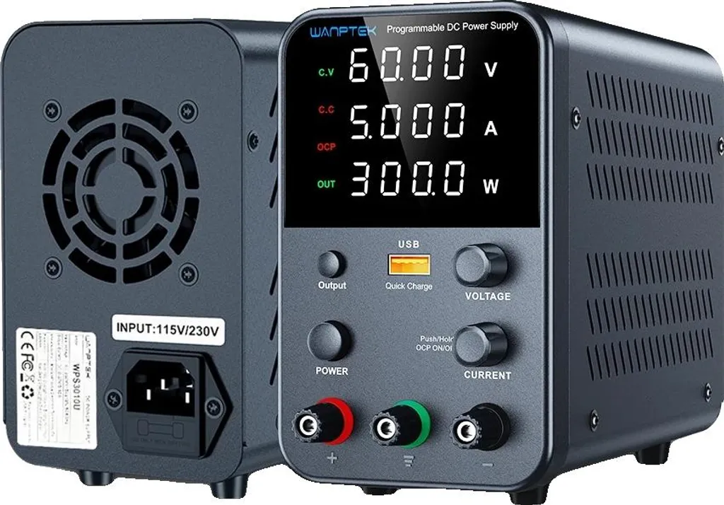 Alimentatore da laboratorio, tensione di uscita regolabile, design compatto, nero 60 V 5 A
