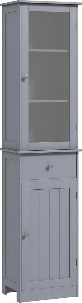 Meuble Haut de Salle de Bain Gris avec Placard Acrylique et Rangement