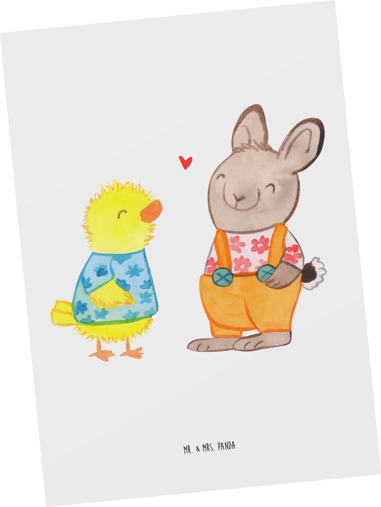 Mr. & Mrs. Panda Postkarte Ostern Freundschaft - Weiß - Geschenk, Hase, Liebe, Postkarten, Frühling, Grußkarte, Ostergrüße, Ansichtskarte, Ost...