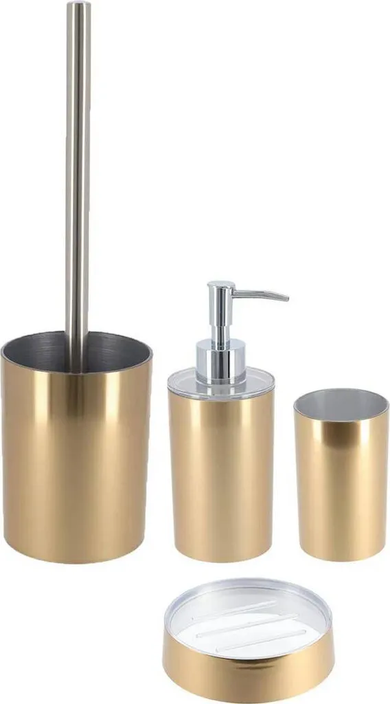 Set Accessoires de Salle de Bain Doré 4 Pièces avec Distributeur Savon