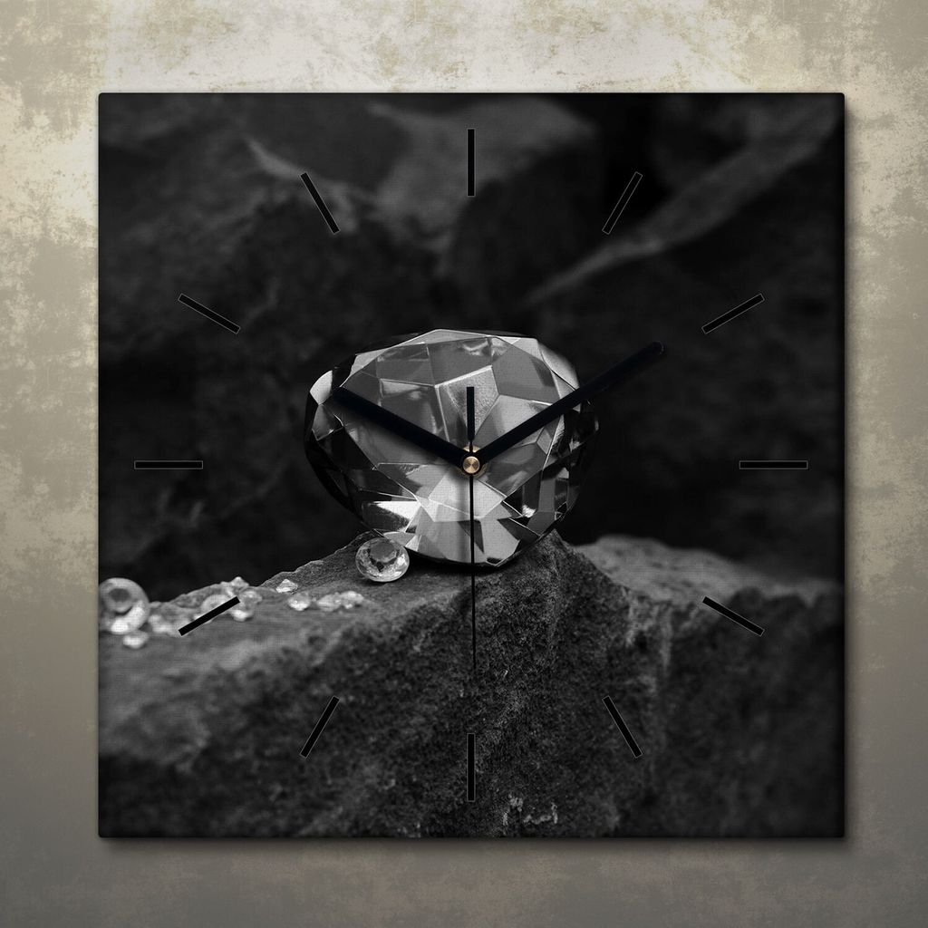 Wohnzimmer Leinwand Uhr Geräuschlos Küche 30x30 Diamanten, Brillanten, Motive, Textur, schwarze Zeiger