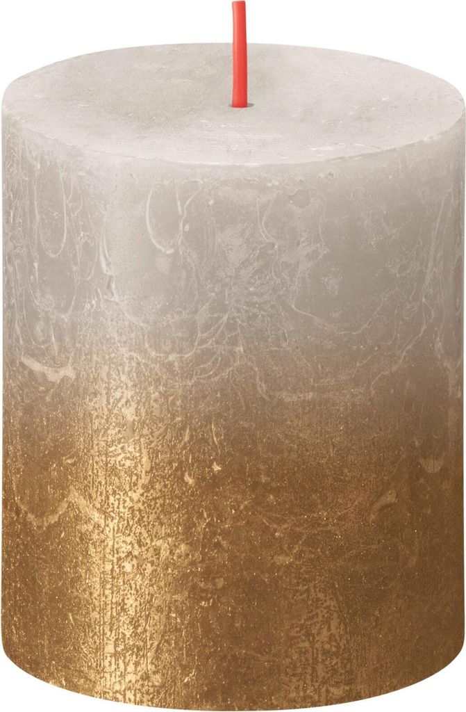 Bolsius rustikale Stumpenkerze, abblassendes Grau-Gold, 80 Produktbild 