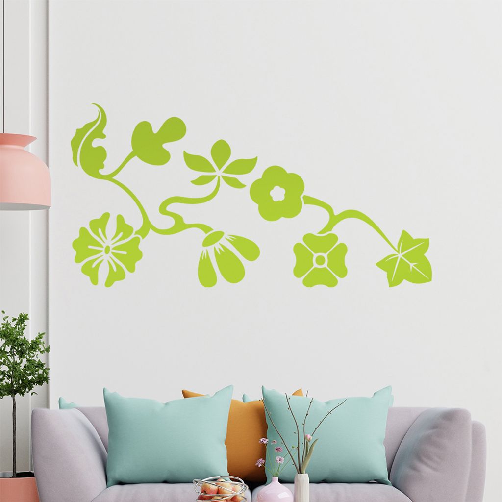 Eckeornament - große Blüten Wandtattoo in 6 Größen - Wandaufkleber Wall Sticker - Dekoration, Küche, Wohnzimmer, Schlafzimmer, Badezimmer