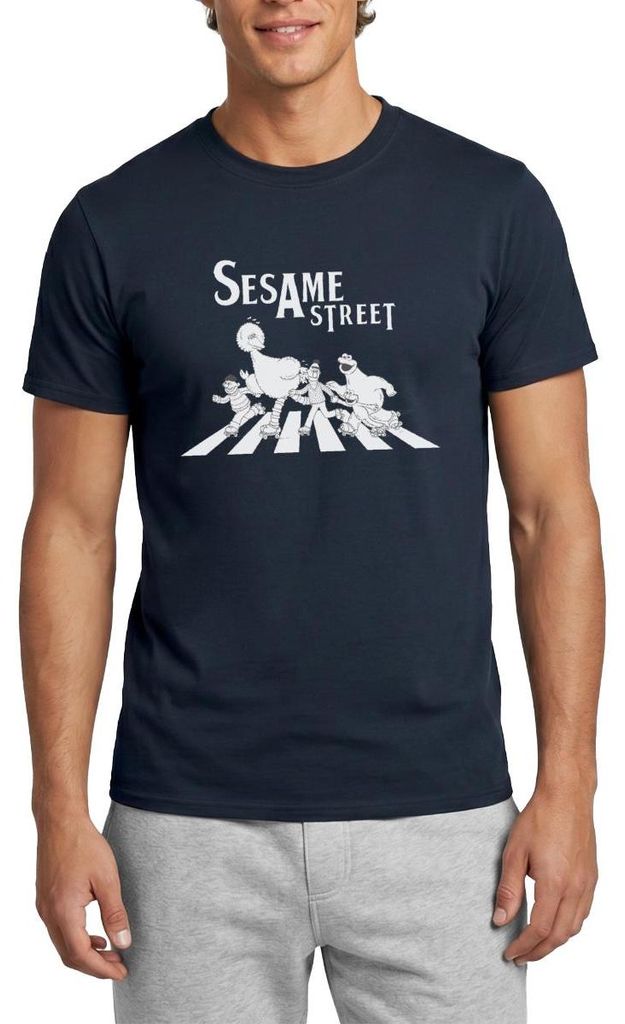 Spreadshirt Sesamstraße Zebrastreifen Klassiker Männer T-Shirt, M, Navy