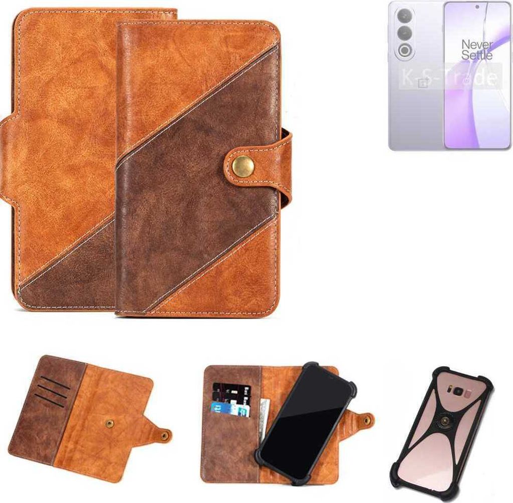 K-S-Trade Handyhülle Schutzhülle Bookstyle Case Wallet-Case kompatibel mit OnePlus Ace 3V Cover Klapphülle Kantenschutz Smartphone dunkelbraun