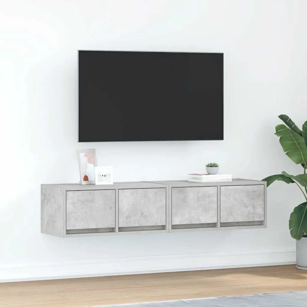 Mobili TV 2 pz Grigio Cemento - Soluzione Sospesa Sicura e Moderna