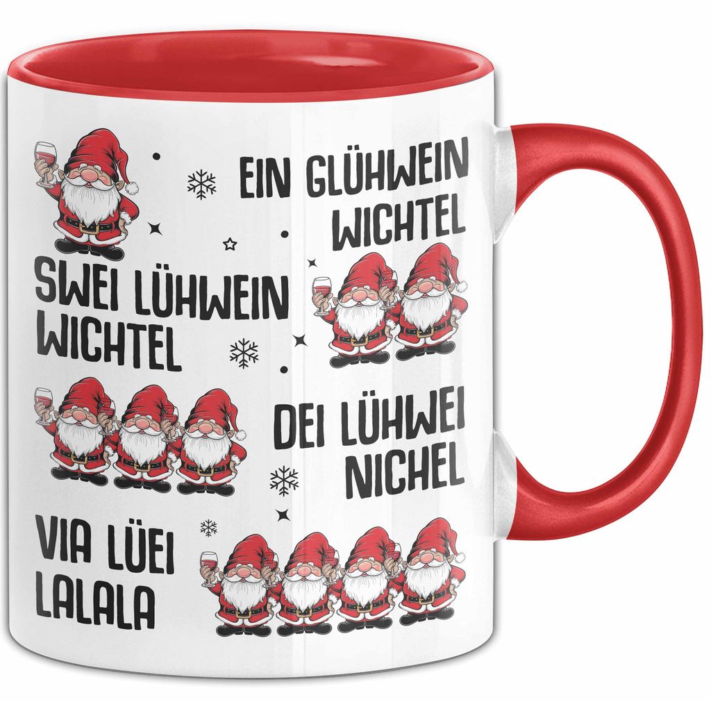 Weihnachten Tasse Geschenk Glühwein Ein Glühwein Wichtel Swei Glühwein Wichtel Geschenkidee Lustiger Spruch Kaffee-Becher (Rot)