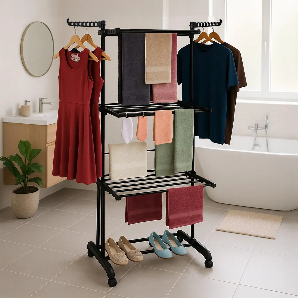 Stendibiancheria Minimalista con Ruote | Pieghevole e Invisibile