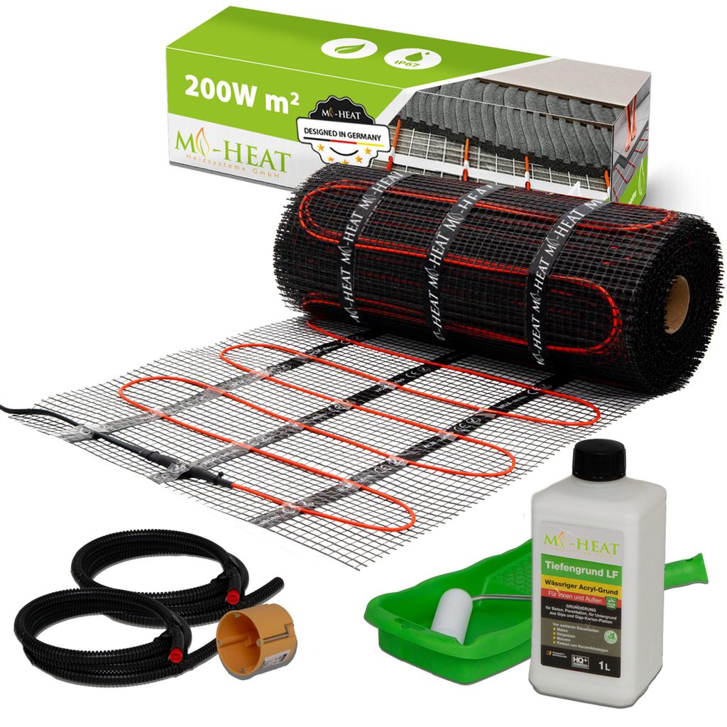 Mi-Heat Elektrische Fußbodenheizung mit Thermostat – Set Produktbild  KI-generiertes Bild