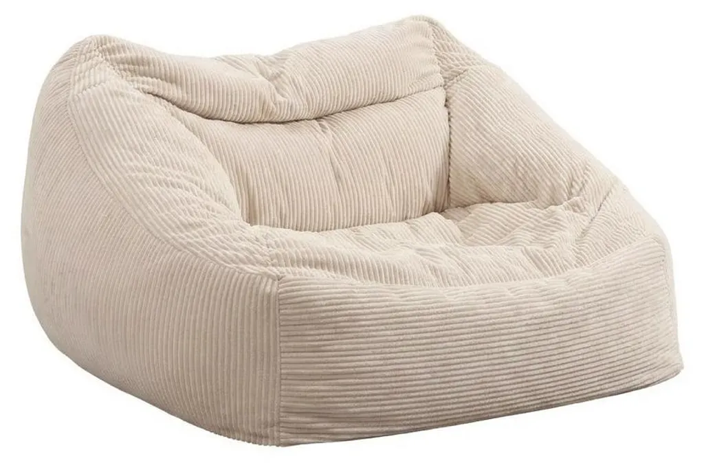 Pouf de Relaxation Beige pour Coin Lecture - Siège Confortable Bean Bag Velours
