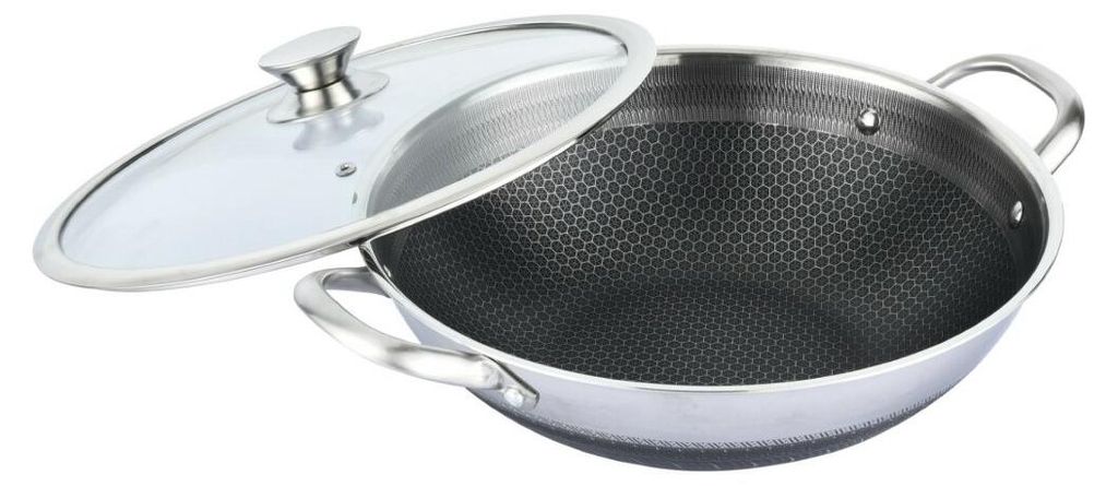 Wok en acier inoxydable Ø36cm induction anti-adhérent Image du produit 