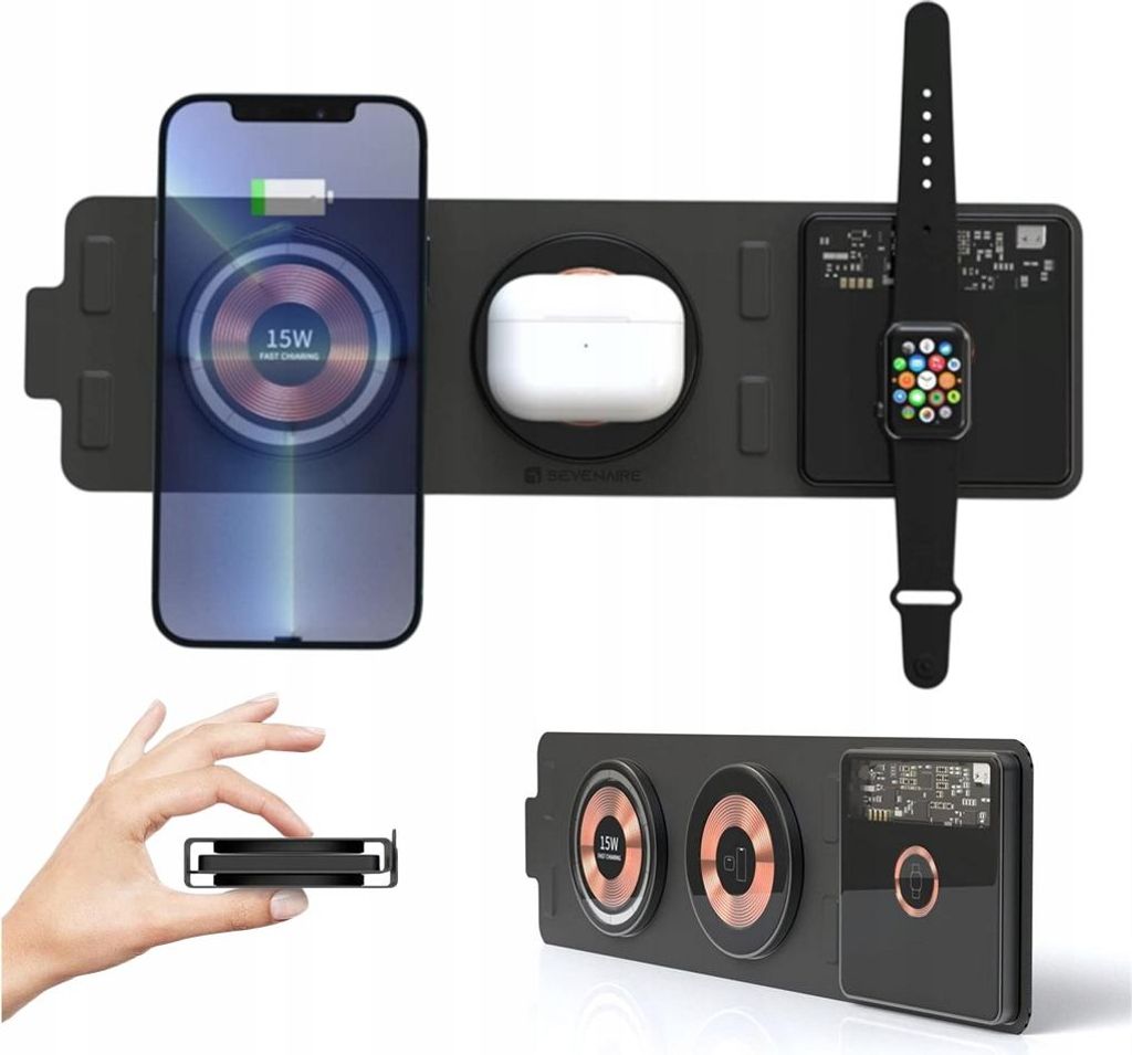 Magnetisches induktives Ladegerät für Huwaei Iphon Travel Magsafe 15W Leder