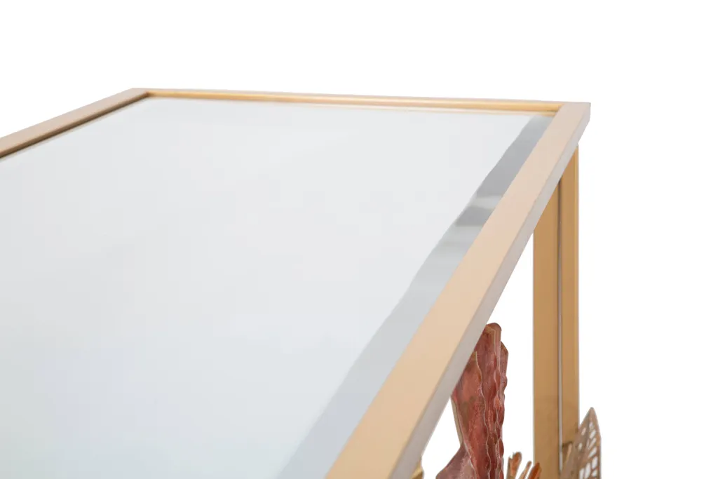 FURNLUX Table console or rouge 114cm - Meuble d'entrée chic et luxe - 4