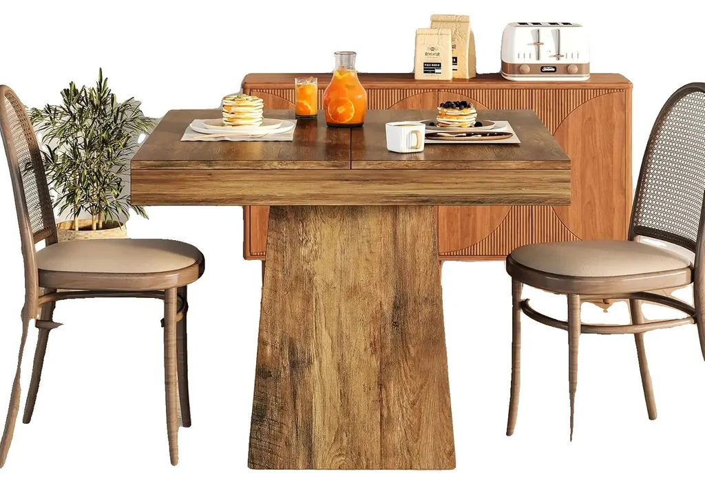 Table à manger chocolat 4 personnes style rustique compacte Modèle TR-22