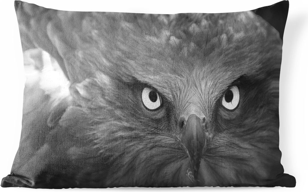 MuchoWow Outdoor Kissen - Adler - Schwarz - Weiß - 50x30 cm - Wetterfest - Lounge Kissen - Sofa kissen - Wohnzimmer Dekoration