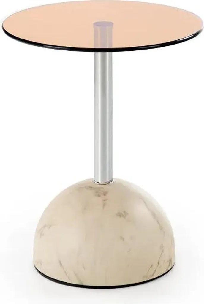 Table basse ARIANA 40x40cm aspect marbre beige et bois brun chic - 2